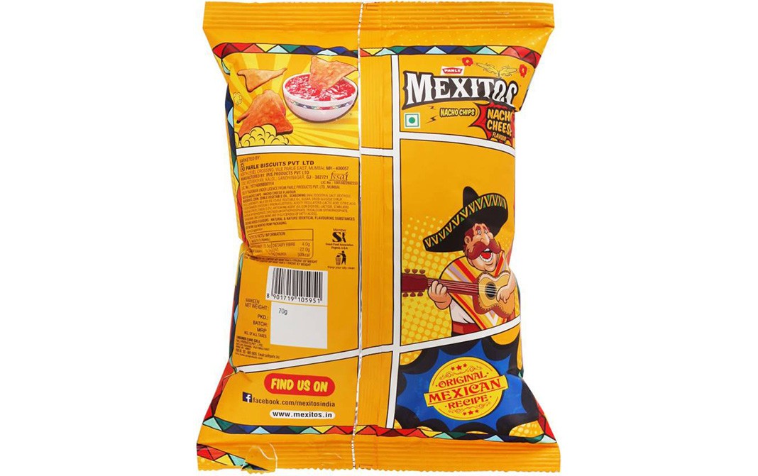 Parle Mexitos Nacho Chips Nacho Cheese Flavour   Pack  70 grams